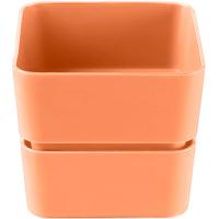 Кашпо квадрат Фиори 0,45л карамельный с под. 9,6*9,6*8,6см КШ-0540 /24шт/ПП