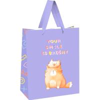Пакет подарочный 18*23*10см "Your smile is bright" выб. лак,белый крафт MESHU/Рельеф