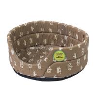 Лежанка овальная стеганая поролоновая хлопок Бежевые Короны 52*46*20см/DONBARON