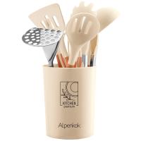 Набор кухонный 12 предметов на подставке силикон молочный AK-5285 /16шт/ Alpenkok 