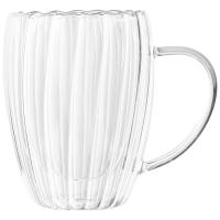 Кружка 350мл AROMA RIVIERA рельефного стеклас двойными стенками 108124 /шт/Leonord