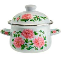 Кастрюля 1,5л эмаль Пионы индук. дно ЕМ-1500 /6шт/ MetaLLoni