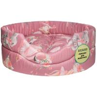 Лежанка овальная стеганая поролон хлопок с подушкой Горох МИКС 42*34*18см/DONBARON