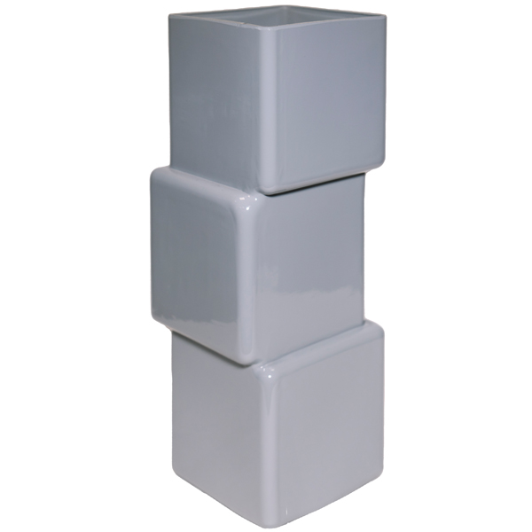 Ваза Квадрат Смещенный h30 10*10см серый глян 6360/300С-241/072990